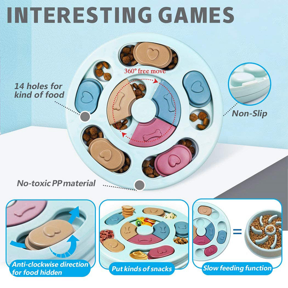 개 퍼즐 장난감 느린 피더 증가 IQ 대화 형 턴테이블 - Dog Puzzle Feeder Toy 리뷰 및 가격